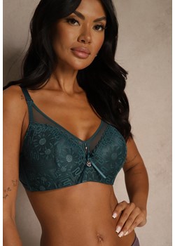 Ciemnozielony Koronkowy Biustonosz Ozdobiony Przezroczystą Wstawką Acalinai ze sklepu renee.pl w kategorii Biustonosze - zdjęcie 188025684