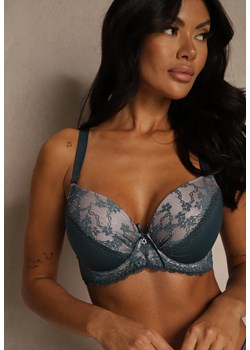 Ciemnozielony Biustonosz z Koronką i Cyrkoniami Himelodia ze sklepu renee.pl w kategorii Biustonosze - zdjęcie 188025730