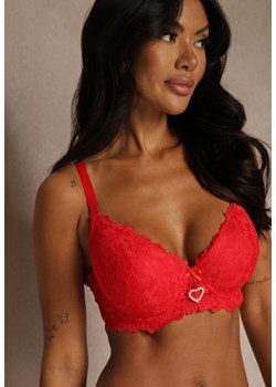 Czerwony Koronkowy Biustonosz Ozdobiony Cyrkoniowym Sercem Bothilei ze sklepu renee.pl w kategorii Biustonosze - zdjęcie 188025793
