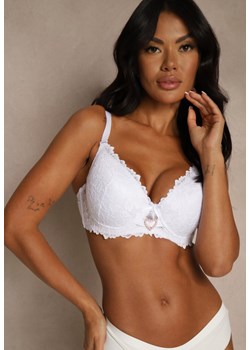 Biały Koronkowy Biustonosz Ozdobiony Cyrkoniowym Sercem Bothilei ze sklepu renee.pl w kategorii Biustonosze - zdjęcie 188025801