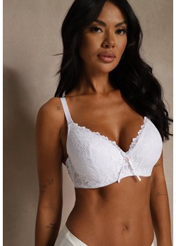 Biały Biustonosz Ozdobiony Koronką i Kokardką Aqiany ze sklepu renee.pl w kategorii Biustonosze - zdjęcie 188025871