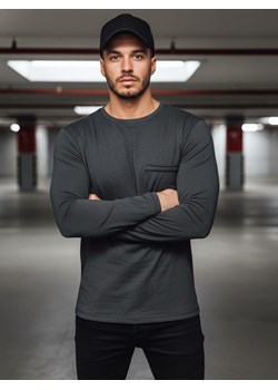 Longsleeve męski ciemoszary Dstreet LX0561 ze sklepu DSTREET.PL w kategorii T-shirty męskie - zdjęcie 188027113