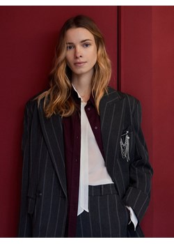 Reserved - Marynarka z wiskozą - ciemnoszary ze sklepu Reserved w kategorii Marynarki damskie - zdjęcie 188028844