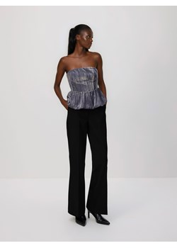 Reserved - Welurowa bluzka - ciemnoszary ze sklepu Reserved w kategorii Bluzki damskie - zdjęcie 188028892