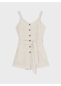 Sinsay - Bawełniany kombinezon letni z ozdobnymi guzikami - kremowy ze sklepu Sinsay w kategorii Kombinezony damskie - zdjęcie 188029063