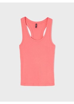 Sinsay - Bawełniana koszulka na ramiączkach - koralowy ze sklepu Sinsay w kategorii Bluzki damskie - zdjęcie 188029070