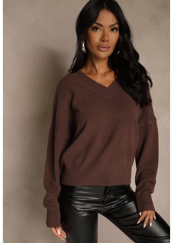 Brązowy Klasyczny Sweter z Wiskozą i Kaszmirem Marirra ze sklepu renee.pl w kategorii Swetry damskie - zdjęcie 188031074