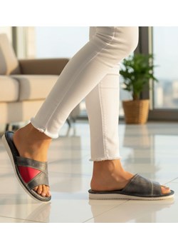 Szare kapcie klapki domowe /A4-1 10928 S195/ ze sklepu Pantofelek24.pl w kategorii Kapcie damskie - zdjęcie 188031960