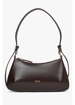 Estro: Ciemnobrązowa skórzana torebka damska na ramię ze sklepu Estro w kategorii Listonoszki - zdjęcie 188032564