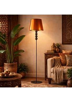 Czarna lampa stojąca z abażurem w stylu orientalnym SEUL MIRROR ze sklepu Lysne w kategorii Lampy podłogowe - zdjęcie 188032702