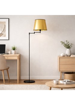 Czarno - złota lampa stojąca do sypialni ASTI MIRROR z regulowanym ramieniem ze sklepu Lysne w kategorii Lampy podłogowe - zdjęcie 188032722