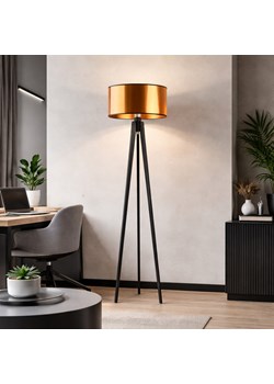 Drewniana lampa stojąca na trójnogu w stylu glamour MIAMI MIRROR ze sklepu Lysne w kategorii Lampy podłogowe - zdjęcie 188032750