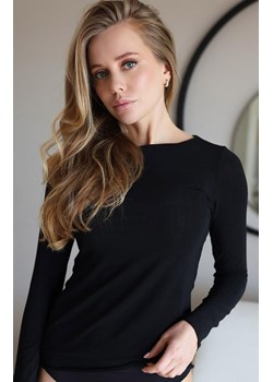 Czarna bluzka z dekoltem w łódkę 3688 Sense, Kolor czarny, Rozmiar S, KLEO ze sklepu Intymna w kategorii Bluzki damskie - zdjęcie 188034173