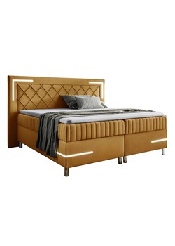Musztardowe pikowane łóżko z LED 5 rozmiarów S4-Z72 ze sklepu Edinos.pl w kategorii Łóżka i materace - zdjęcie 188034314