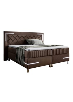 Brązowe welurowe łóżko pikowane z pojemnikiem 5 rozmiarów M0-R10 ze sklepu Edinos.pl w kategorii Łóżka i materace - zdjęcie 188034350