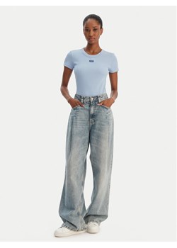 HUGO T-Shirt Easy 50523924 Błękitny Slim Fit ze sklepu MODIVO w kategorii Bluzki damskie - zdjęcie 188035010