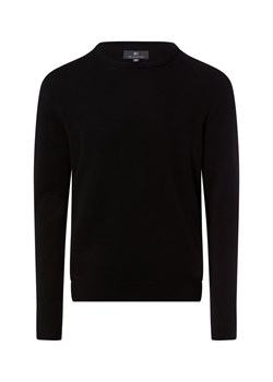 Nils Sundström Męski sweter z dzianiny Mężczyźni Bawełna czarny jednolity ze sklepu vangraaf w kategorii Swetry męskie - zdjęcie 188035780