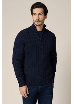 Sweter Granatowy Bawełniany Cutter ze sklepu Lancerto S.A. w kategorii Swetry męskie - zdjęcie 188037664