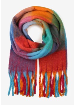 Fioletowo-Czerwony Prostokątny Szalik z Miękkiej Dzianiny w Kratę Tilesia ze sklepu renee.pl w kategorii Szaliki i chusty damskie - zdjęcie 188038222