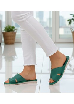 Domowe klapki kapcie zielone /A8-1 14239 S194/ ze sklepu Pantofelek24.pl w kategorii Kapcie damskie - zdjęcie 188038431