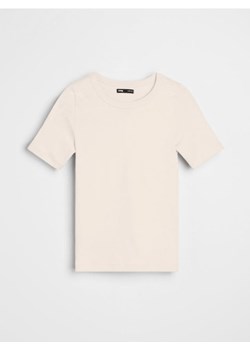 Sinsay - Bawełniana koszulka basic - beżowy ze sklepu Sinsay w kategorii Bluzki damskie - zdjęcie 188040241