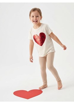 Sinsay - Bawełniana koszulka z połyskującymi cekinami - biały ze sklepu Sinsay w kategorii Bluzki dziewczęce - zdjęcie 188040252