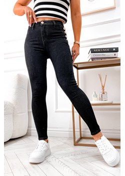 CZARNE SPODNIE Z OZDOBNYMI GUZIKAMI-WYSOKI STAN ze sklepu olika.com.pl w kategorii Jeansy damskie - zdjęcie 188042271