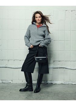 Estro: Czarne skórzane kozaki damskie z szeroką cholewą ze sklepu Estro w kategorii Kozaki damskie - zdjęcie 188042710