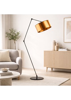 Czarna lampa stojąca do salonu BARI MIRROR na wysięgniku regulowanym do czytania ze sklepu Lysne w kategorii Lampy podłogowe - zdjęcie 188042932