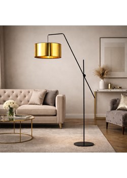 Nowoczesna lampa stojąca z regulowanym ramieniem do czytania w stylu glamour BILBAO MIRROR złoto-czarna ze sklepu Lysne w kategorii Lampy podłogowe - zdjęcie 188042960