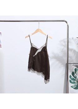 Koronkowy damski top na ramiączkach - Brązowy XS ze sklepu Intimica.pl w kategorii Bluzki damskie - zdjęcie 188047101