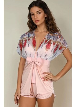 Imperia krótki szlafrok damski LC 90041, Kolor morelowy-wzór, Rozmiar S, LivCo Corsetti Fashion ze sklepu Intymna w kategorii Szlafroki damskie - zdjęcie 188047470