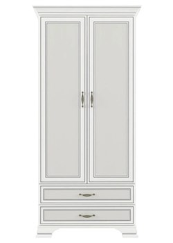 Klasyczna szafa dwudrzwiowa z szufladami fineline crema T0-R91 ze sklepu Edinos.pl w kategorii Szafy - zdjęcie 188047574