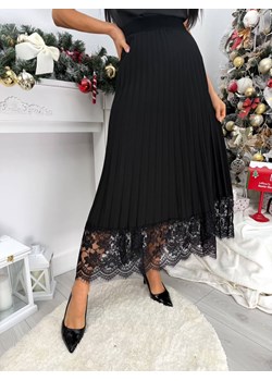 Czarna Plisowana Spódnica z Koronką ze sklepu ModnaKiecka.pl w kategorii Spódnice - zdjęcie 188052660