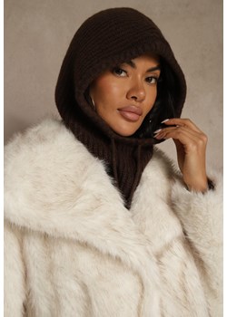 Brązowa Czapka Balaclava z Wełną i Ściągaczami Linobra ze sklepu renee.pl w kategorii Czapki zimowe damskie - zdjęcie 188052750