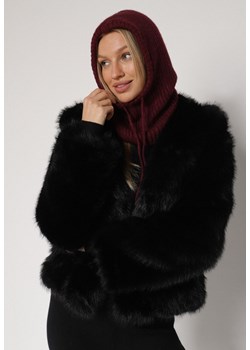 Bordowa Czapka Kominiarka z Wełną o Kroju Kaptura z Kominem Linezra ze sklepu born2be.pl w kategorii Czapki z daszkiem męskie - zdjęcie 188052772