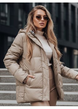 Kurtka pikowana damska HIMES beżowa Dstreet TY4243 ze sklepu DSTREET.PL w kategorii Kurtki damskie - zdjęcie 188055584