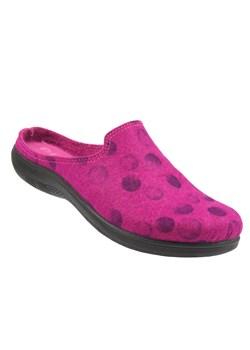Wygodne klapki damskie Inblu EC-38 – różowe, filcowe w kropki ze sklepu ulubioneobuwie w kategorii Kapcie damskie - zdjęcie 188055692