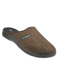 Wygodne klapki damskie Inblu DG-43 – brązowe, tekstylne na co dzień ze sklepu ulubioneobuwie w kategorii Kapcie męskie - zdjęcie 188055694