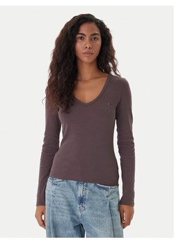 Tommy Jeans Bluzka Essential DW0DW17990 Brązowy Slim Fit ze sklepu MODIVO w kategorii Bluzki damskie - zdjęcie 188057993