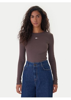 Tommy Jeans Bluzka DW0DW20178 Brązowy Slim Fit ze sklepu MODIVO w kategorii Bluzki damskie - zdjęcie 188058010