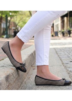 Klasyczne damskie balerinki w pepitkę Beżowe /F10-3 8066 S190/ ze sklepu Pantofelek24.pl w kategorii Balerinki - zdjęcie 188059484