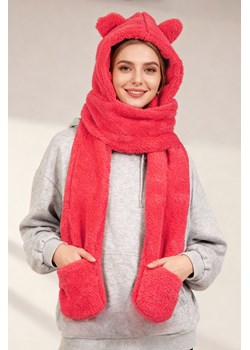 Nakrycie głowy kaptur Vivisence 70107 malinowy ze sklepu kontri.pl w kategorii Czapki zimowe damskie - zdjęcie 188060103