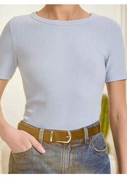 Sinsay - Bawełniana koszulka basic - niebieski ze sklepu Sinsay w kategorii Bluzki damskie - zdjęcie 188061021