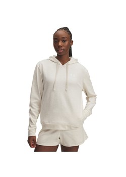 Damska bluza dresowa nierozpinana z kapturem Under Armour UA Rival Terry Hoodie - beżowa ze sklepu Sportstylestory.com w kategorii Bluzy damskie - zdjęcie 188061382