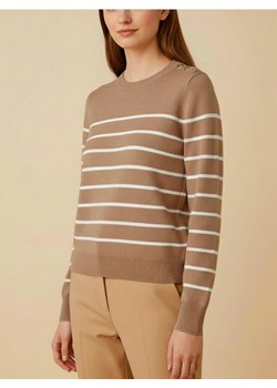 Sinsay - Sweter w paski z ozdobnymi guzikami na ramieniach - beżowy ze sklepu Sinsay w kategorii Swetry damskie - zdjęcie 188063953