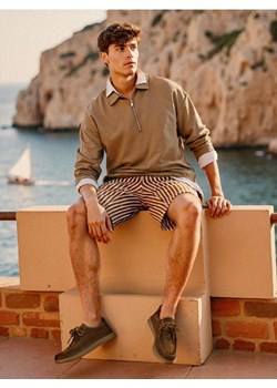 Sinsay - Dzianinowe szorty w paski - żółty ze sklepu Sinsay w kategorii Spodenki męskie - zdjęcie 188064003