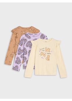 Sinsay - Bawełniana koszulka z nadrukiem 3 pack - wielobarwny ze sklepu Sinsay w kategorii Bluzki dziewczęce - zdjęcie 188065894