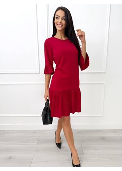 Czerwona Sukienka z Plisowanymi Wstawkami ze sklepu ModnaKiecka.pl w kategorii Sukienki - zdjęcie 188065950