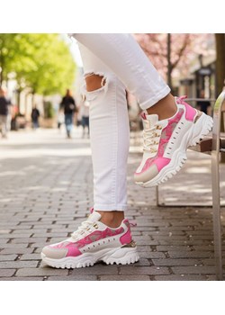 Sznurowane kolorowe sneakersy na platformie /G4-2 17407  T683/ ze sklepu Pantofelek24.pl w kategorii Buty sportowe damskie - zdjęcie 188066173